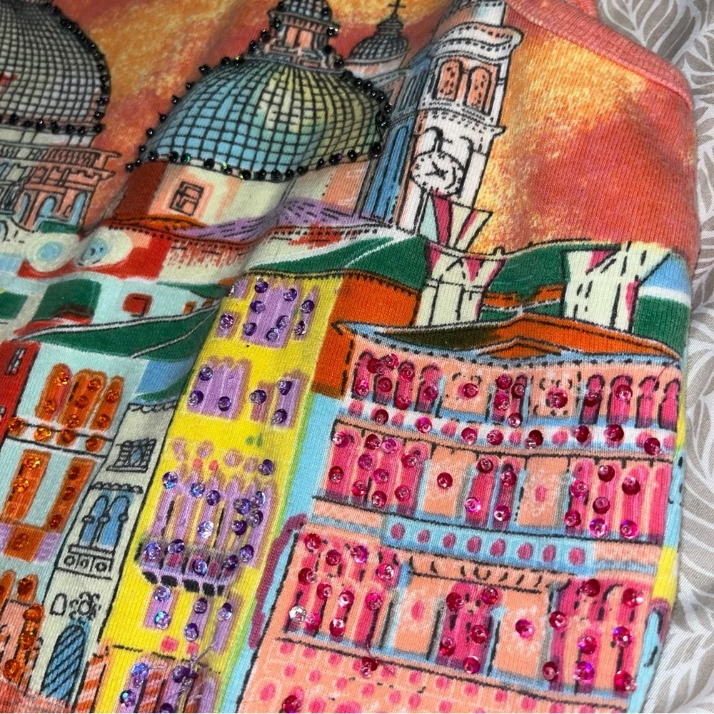 Take Two Clothing Company Women's M Vintage Embellished Venice Scene Tank Top - Picture 5 of 8